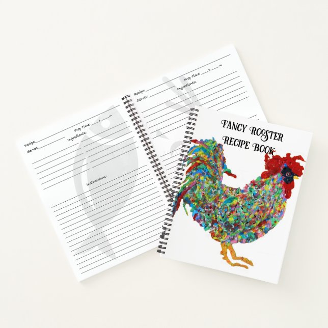 Chicken Art Multi-Colour Fancy Rooster Recipe Book (Inside)