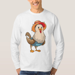 Chicken as Farmer with Hat T-Shirt