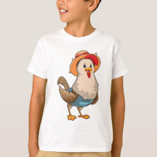Chicken as Farmer with Hat T-Shirt