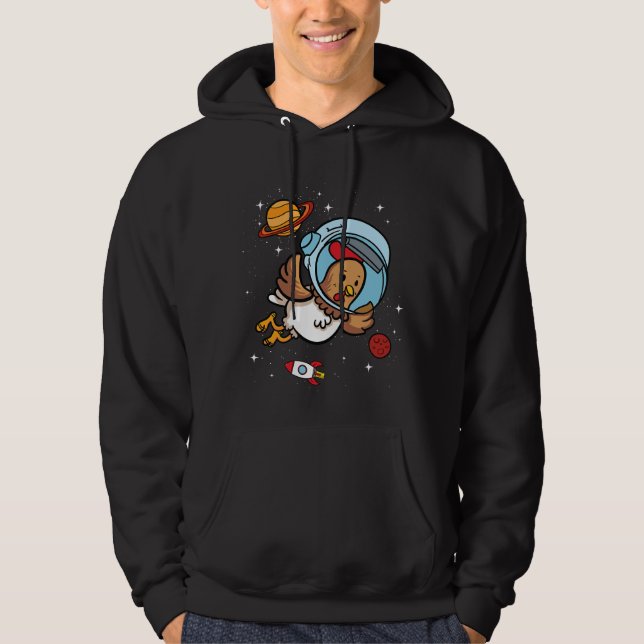 Chicken Astronaut in Space Poultry Farming Lover  Hoodie (Front)