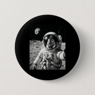 Chicken Astronaut Selfie On The Moon Funny Chicken 6 Cm Round Badge