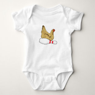 Chicken at Bowling with Bowling pin Baby Bodysuit