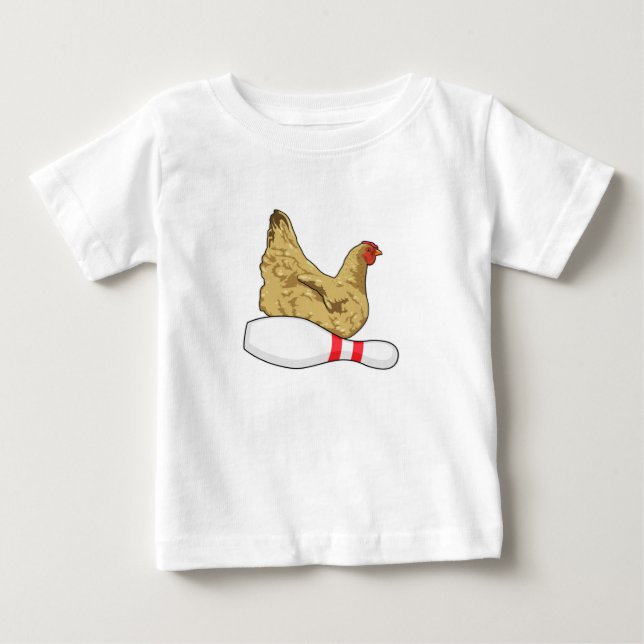 Chicken at Bowling with Bowling pin Baby T-Shirt (Front)