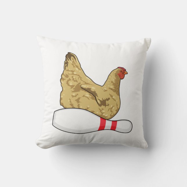 Chicken at Bowling with Bowling pin Cushion (Front)