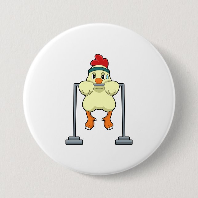 Chicken at Fitness Pull-ups 7.5 Cm Round Badge (Front)