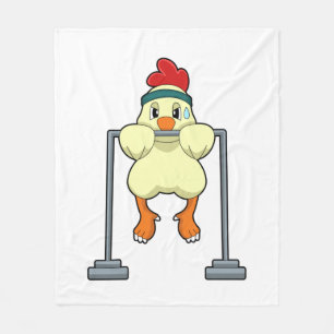 Chicken at Fitness Pull-ups Fleece Blanket