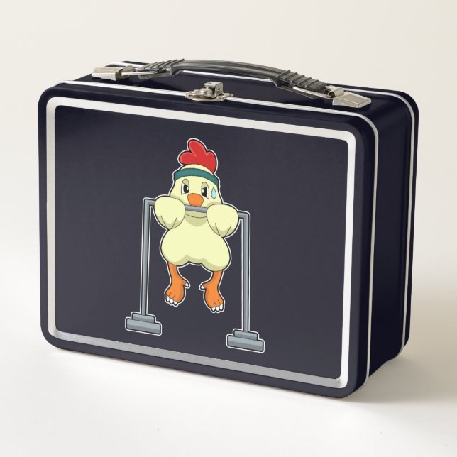 Chicken at Fitness Pull-ups Metal Lunch Box (Front)