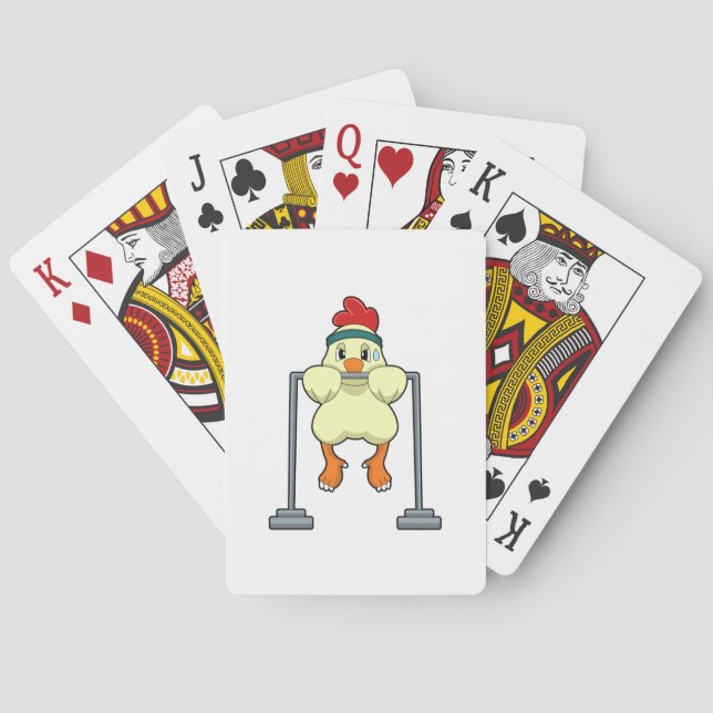 Chicken at Fitness Pull-ups Playing Cards (Back)