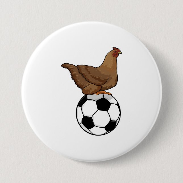 Chicken at Soccer Sports 7.5 Cm Round Badge (Front)
