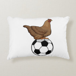 Chicken at Soccer Sports Decorative Cushion