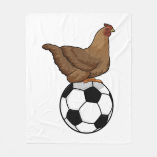 Chicken at Soccer Sports Fleece Blanket