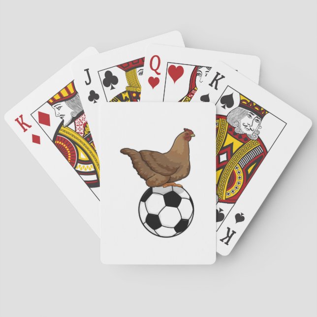Chicken at Soccer Sports Playing Cards (Back)
