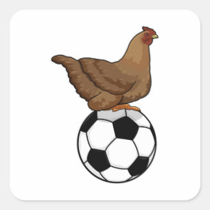Chicken at Soccer Sports Square Sticker