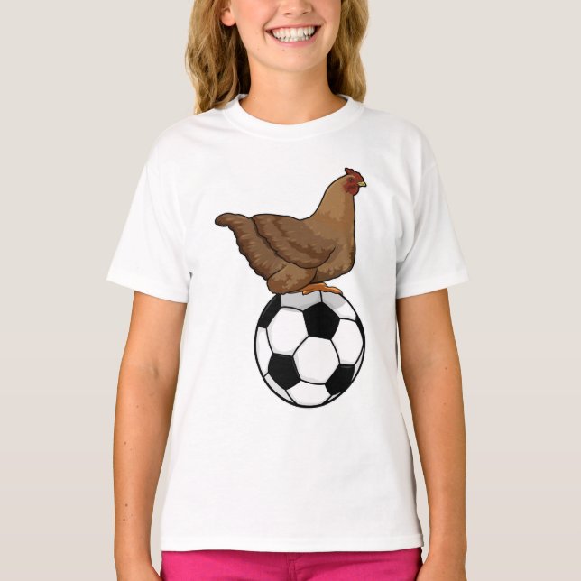 Chicken at Soccer Sports T-Shirt (Front)