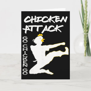 Chicken Attack Go Chicken Go White Ninja Meme _1 Card