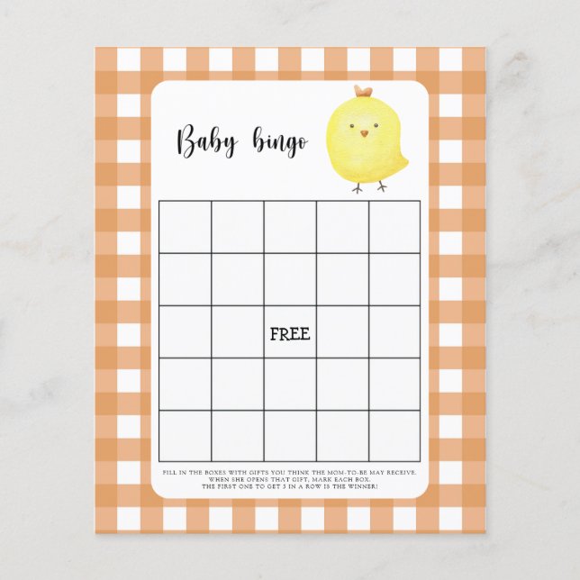 Chicken - Baby shower bingo game (Front)