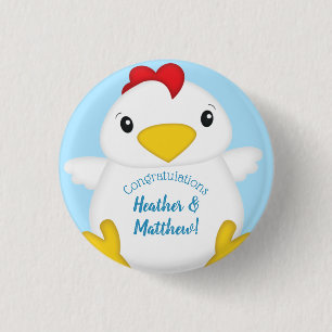 Chicken Baby Shower Blue Boy 3 Cm Round Badge