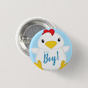 Chicken Baby Shower Blue Boy 3 Cm Round Badge