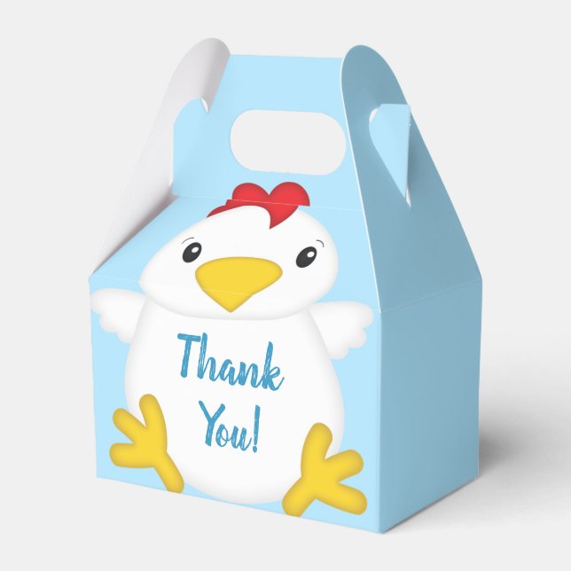 Chicken Baby Shower Blue Boy Favour Box (Front Side)