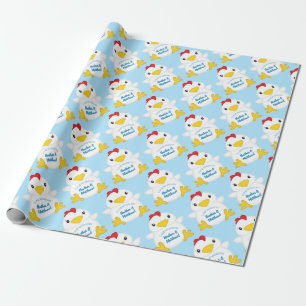 Chicken Baby Shower Blue Boy Wrapping Paper