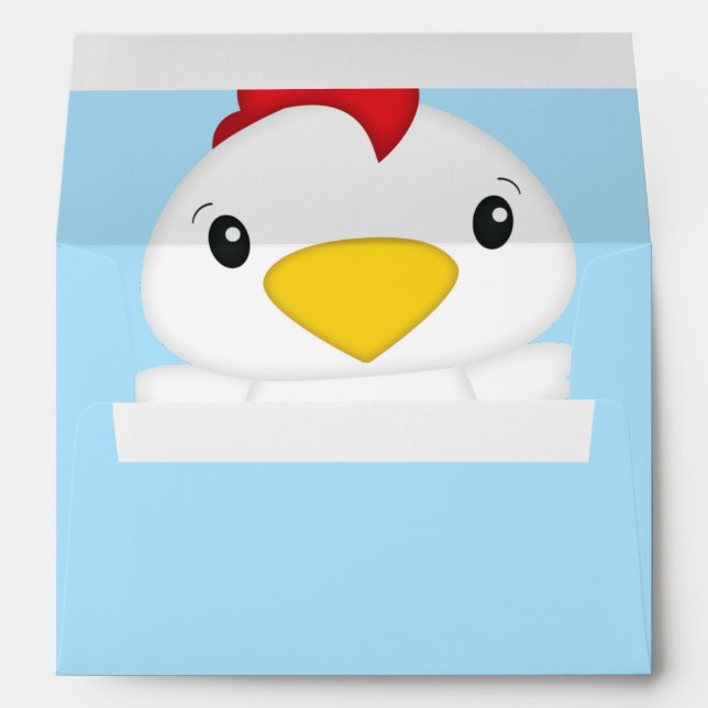 Chicken Baby Shower Blue Envelope (Back (Bottom))