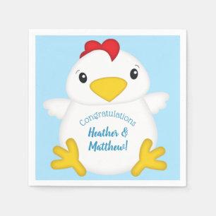 Chicken Baby Shower Blue Napkin