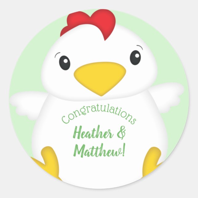 Chicken Baby Shower Farm Classic Round Sticker (Front)