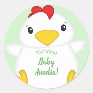 Chicken Baby Shower Farm Classic Round Sticker