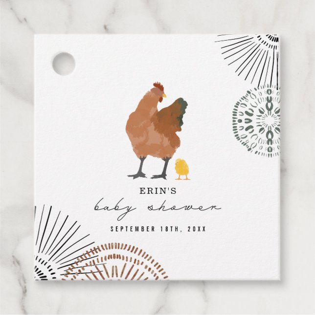 Chicken Baby Shower  Favour Tags (Front)