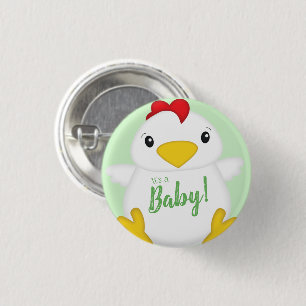 Chicken Baby Shower Green 3 Cm Round Badge