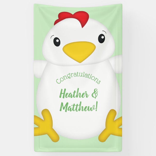 Chicken Baby Shower Green Banner (Vertical)