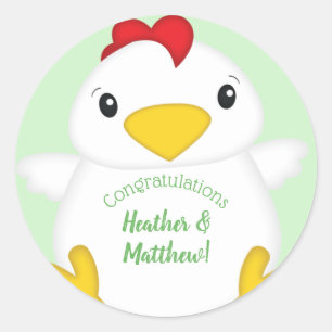 Chicken Baby Shower Green Classic Round Sticker