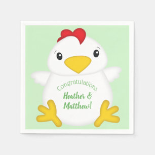 Chicken Baby Shower Green Napkin