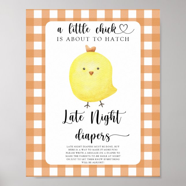 chicken baby shower - Late night diapers game Poster (Front)