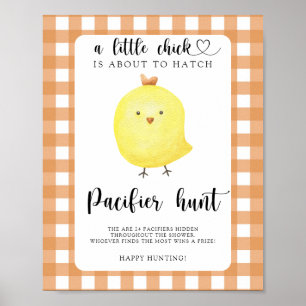 Chicken baby shower Pacifier hunt game Poster