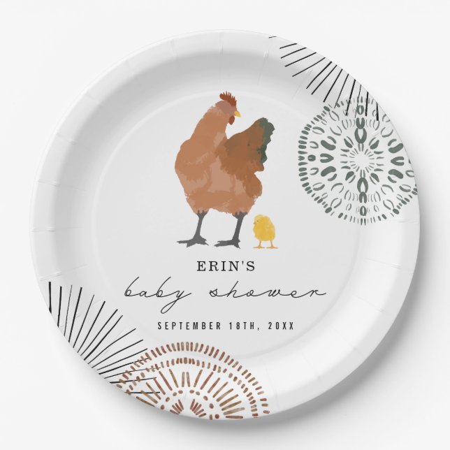 Chicken Baby Shower Paper Plate (Front)