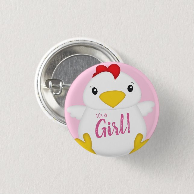 Chicken Baby Shower Pink 3 Cm Round Badge (Front & Back)