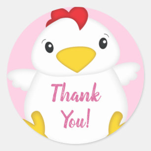 Chicken Baby Shower Pink Classic Round Sticker