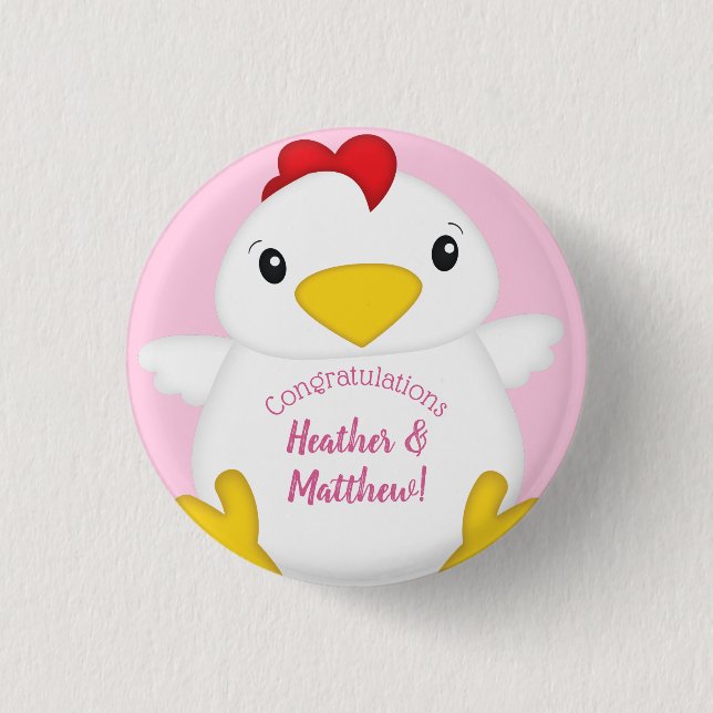 Chicken Baby Shower Pink Farm 3 Cm Round Badge (Front)