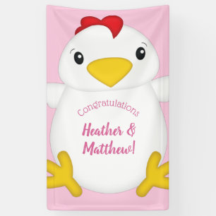 Chicken Baby Shower Pink Farm Banner