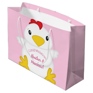 Chicken Baby Shower Pink Farm Large Gift Bag