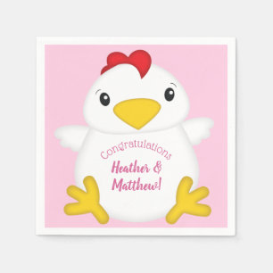 Chicken Baby Shower Pink Farm Napkin