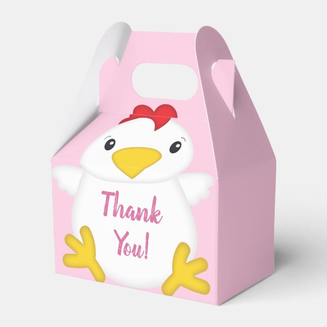 Chicken Baby Shower Pink Favour Box (Front Side)