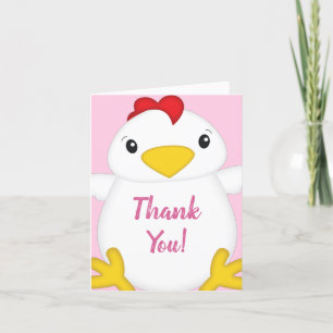 Chicken Baby Shower Pink Thank You Card