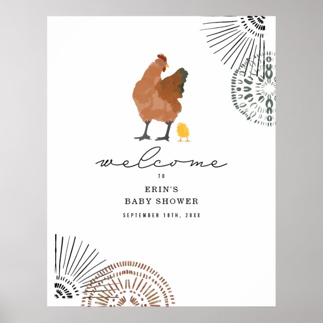Chicken Baby Shower Welcome Poster (Front)