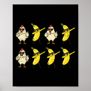 Chicken Banana Dance Dab Funny Dance Meme Kids Men Poster