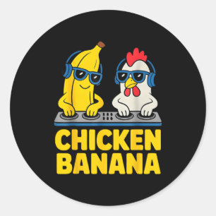 Chicken Banana Dj  Classic Round Sticker