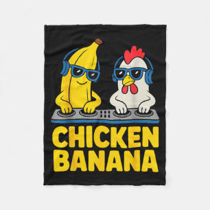 Chicken Banana Dj Fleece Blanket