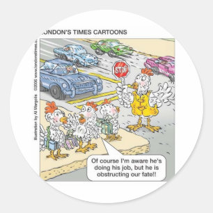 Chicken Barriers Funny Cartoon Gifts & Tees Classic Round Sticker