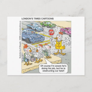 Chicken Barriers Funny Cartoon Gifts & Tees Postcard